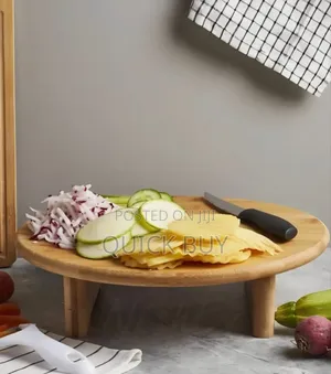 Round, Elevated Bamboo Cutting and Serving Board.
