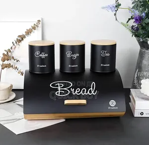 4pc Steel Bread Bin and Canister Set