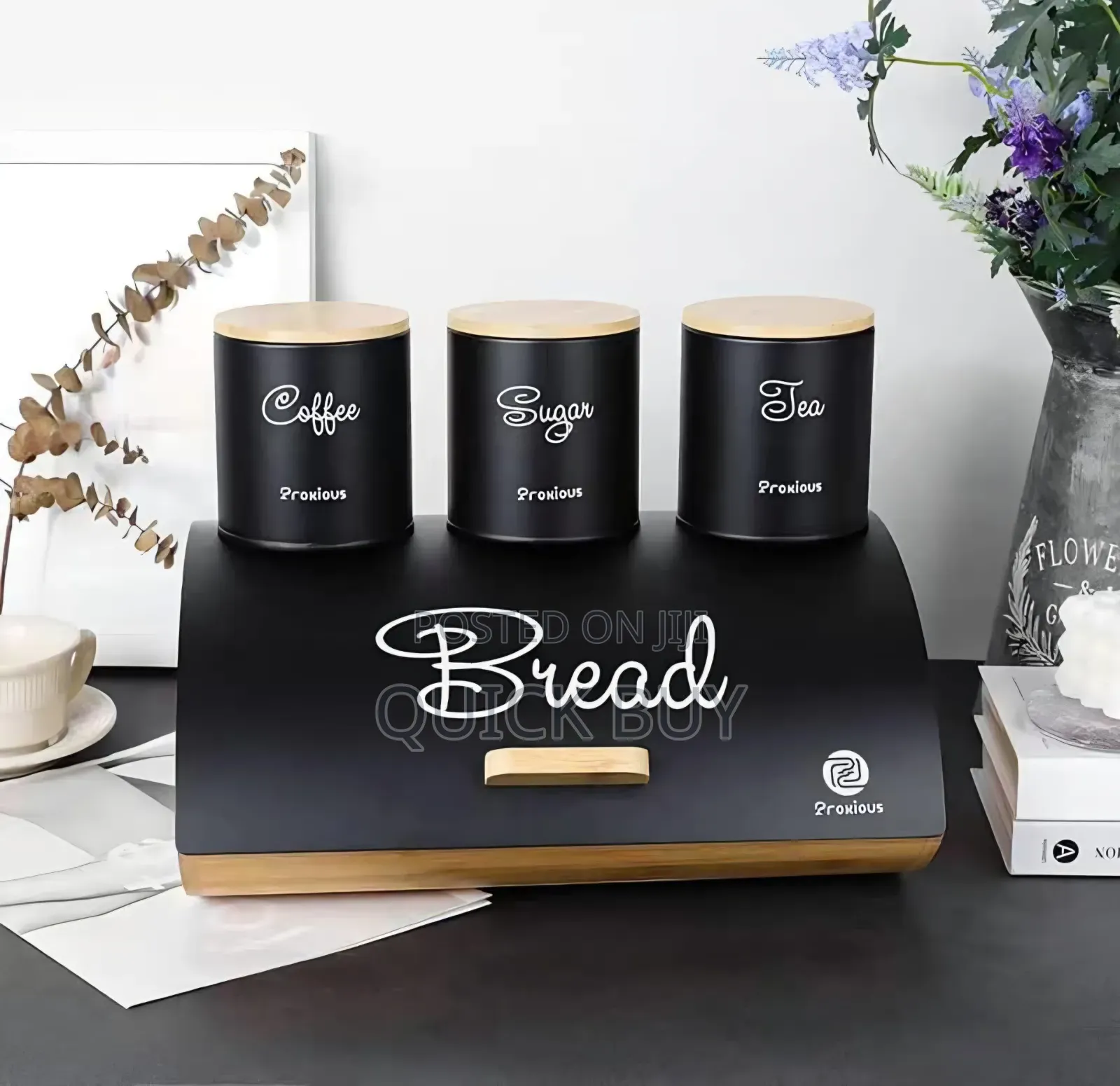 4pc Steel Bread Bin and Canister Set