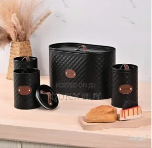 5-Piece Cream/Black Kitchen Storage Canister Set