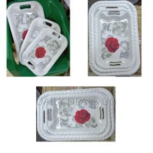 Set of 3 Serving Trays - White