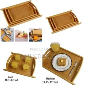 3-Piece Bamboo Serving Tray Set