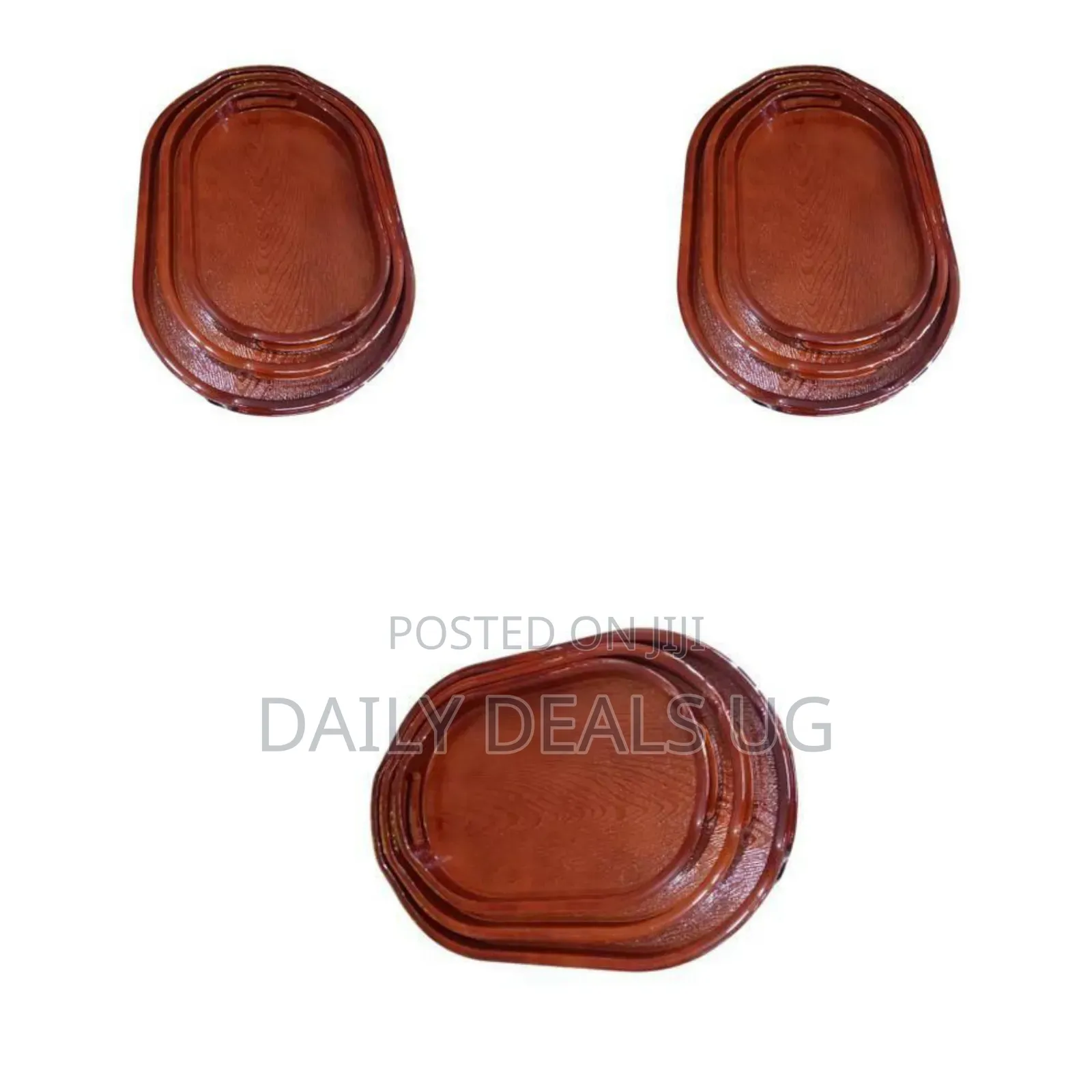 3 Piece Set of Wood Melamine Serving Trays