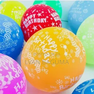 100 PCS Happy Birthday Print Balloons - Mixed Colors