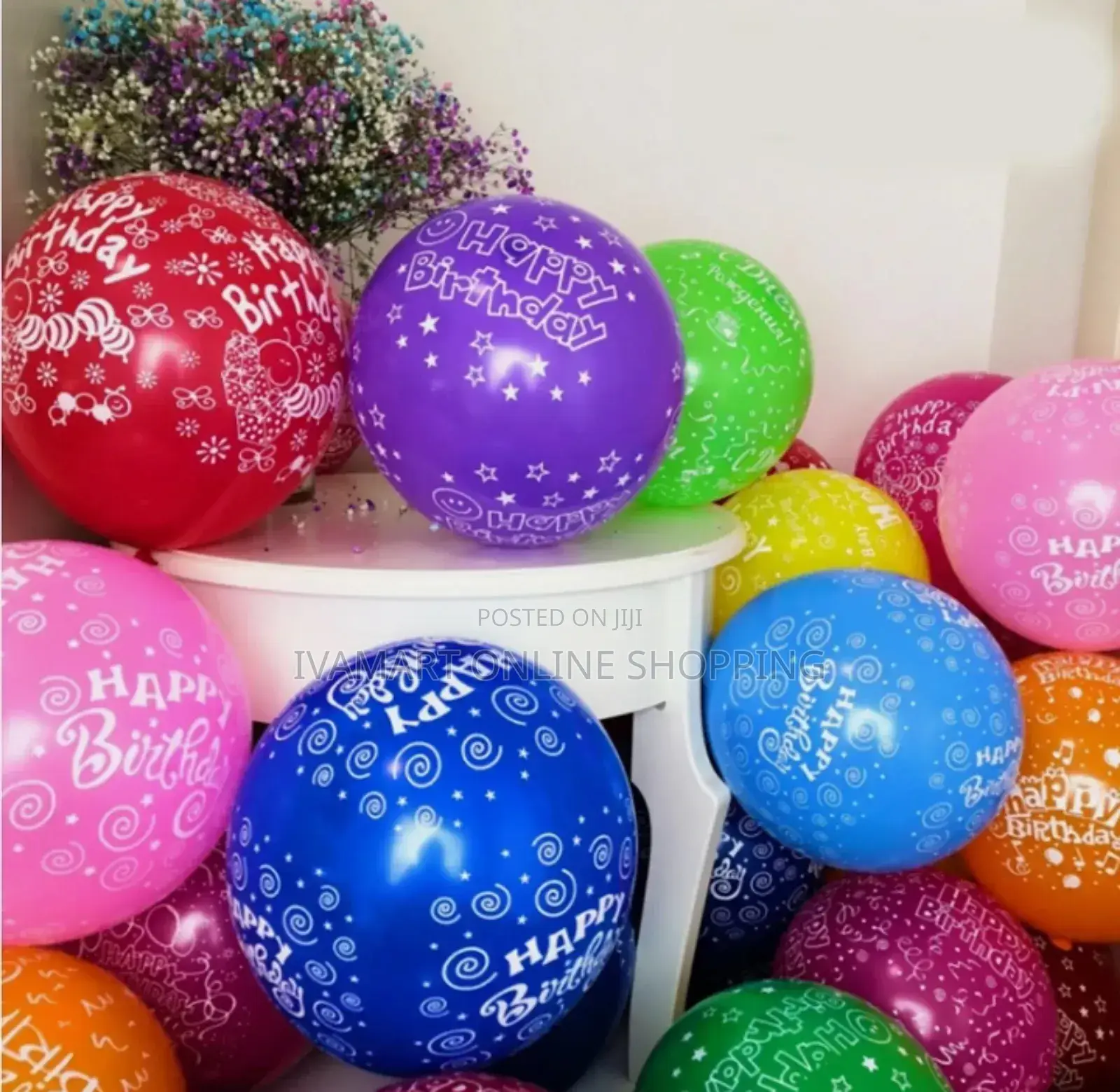 100 PCS Happy Birthday Print Balloons - Mixed Colors