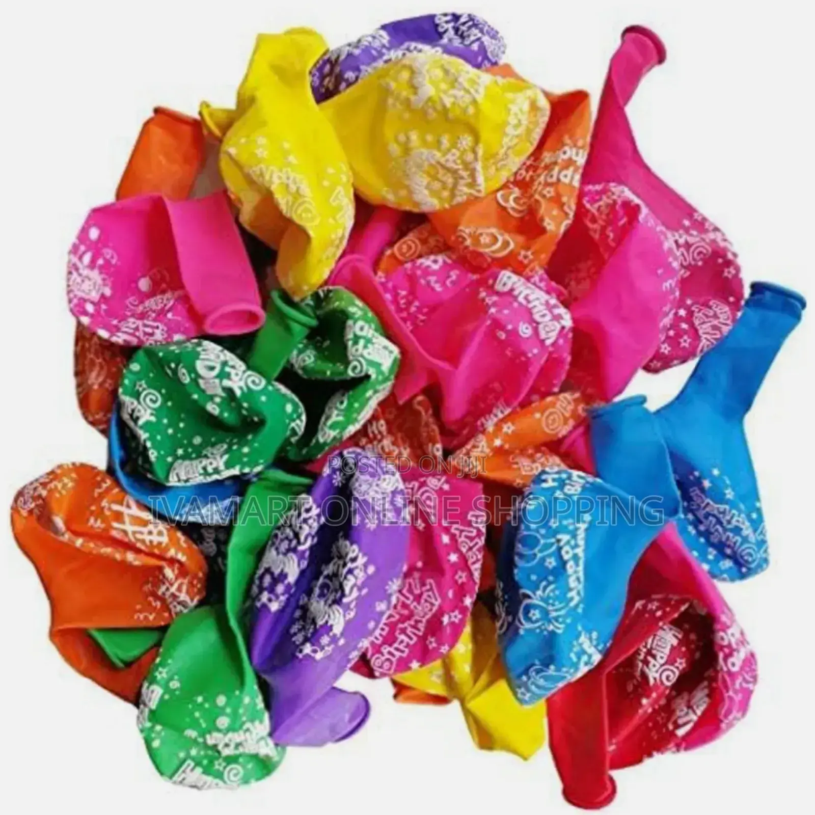 100 PCS Happy Birthday Print Balloons - Mixed Colors