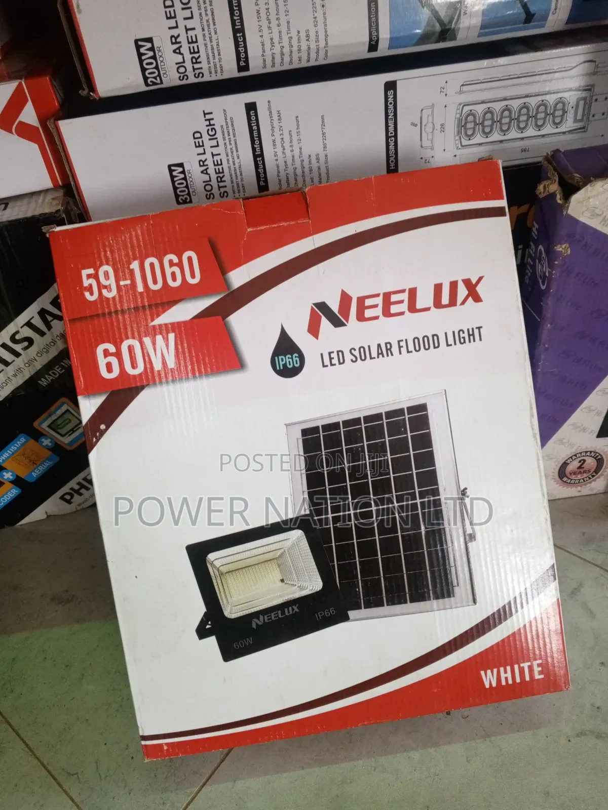 60w Solar Flood Light Red and White Box