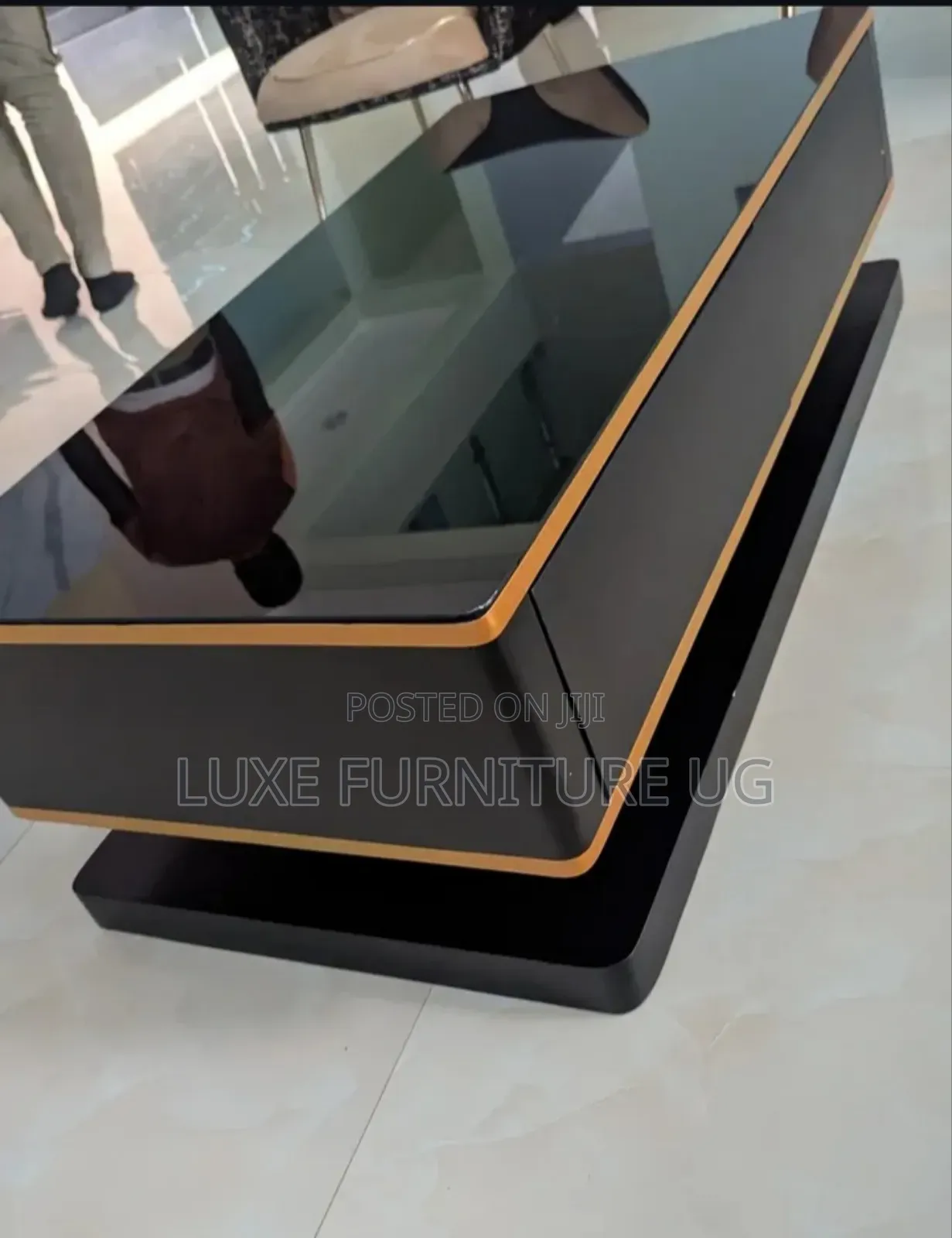 Black Centre Table/Glass Topped