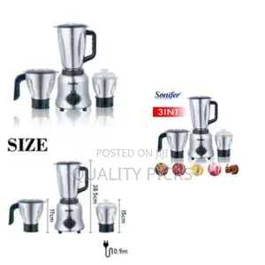 3in1 Stainless Food Processor Blender With Grinder and Mil