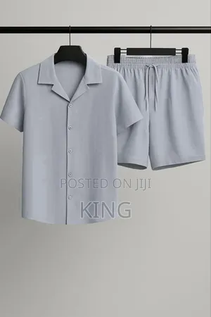 Cuban Collar Linen Shirt and Shorts Set,