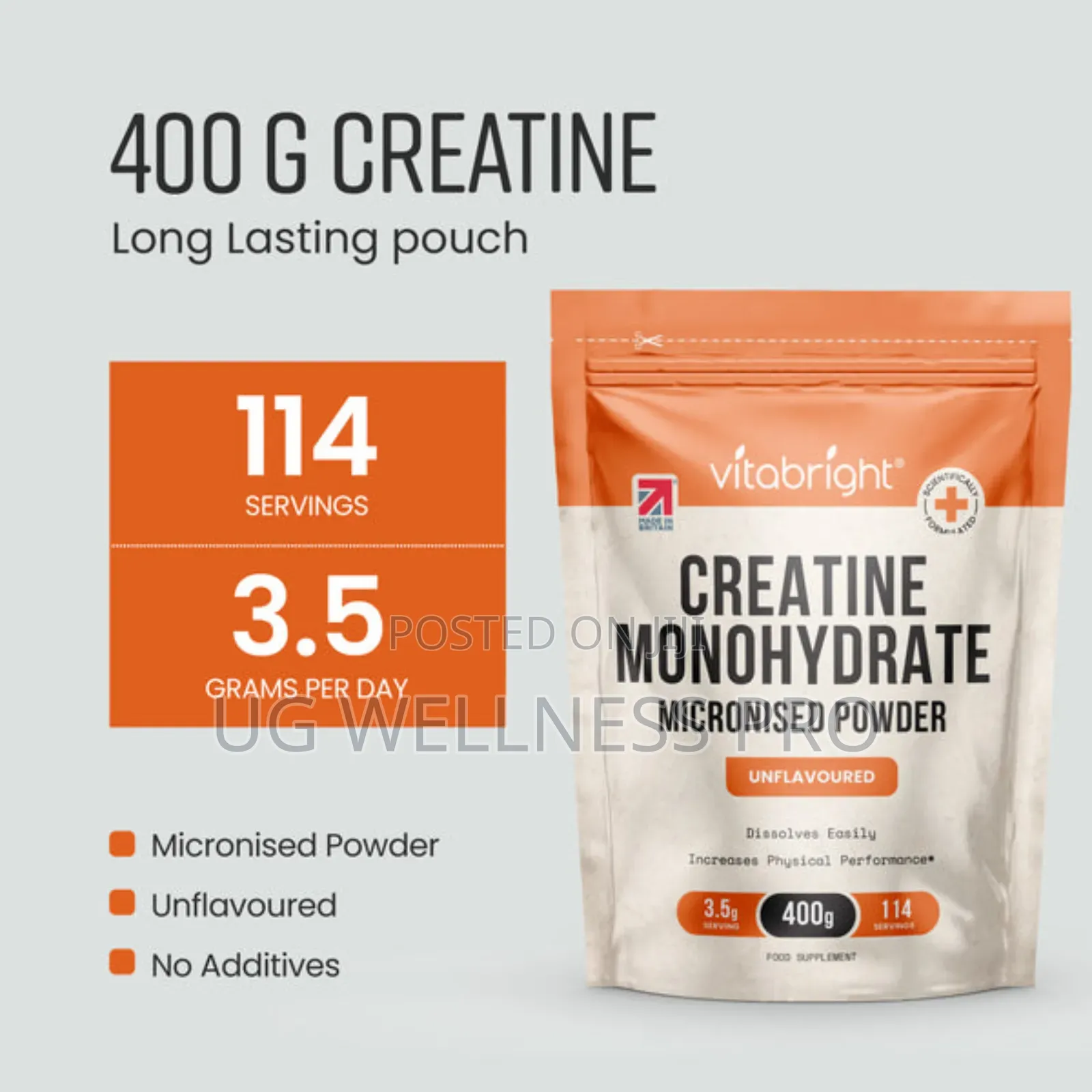 New Leaf Creatine Monohydrate Powder 400 Grams ~ 114 Day Supply
