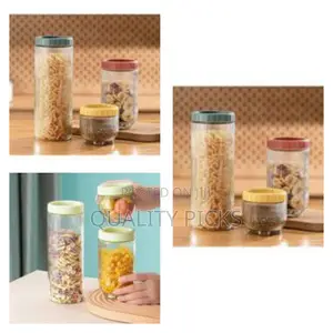 3 Pieces of Ribbed Glass Storage Jars,Glass Food Storage