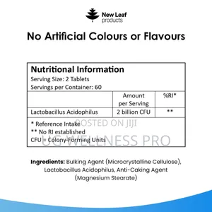 Probiotic Lactobacillus Acidophilus Tablets 2 Month Supply