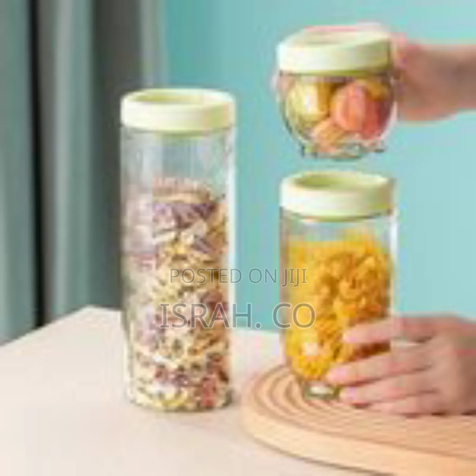Ribbed Glass Kitchen Storage Canisters With Airtight Lids (Set 0f 3)