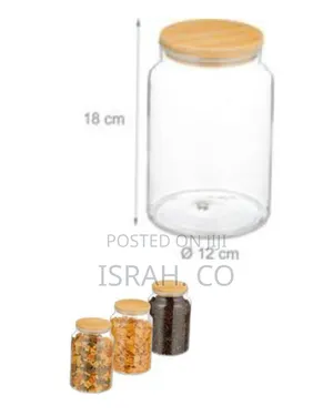 Elegant Glass Storage Jar Set With Wooden Lids