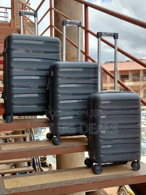 3pcs Set Of Rubber Waterproof Travel Suitcases - Multicolor