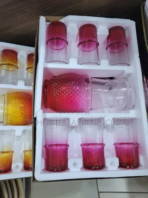 Elegant 7-Piece Gradient Glass Jug Tumbler Set – Diamond Pattern
