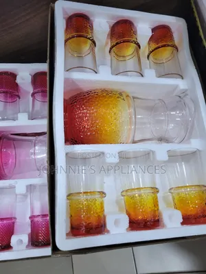 Elegant 7-Piece Gradient Glass Jug Tumbler Set – Diamond Pattern