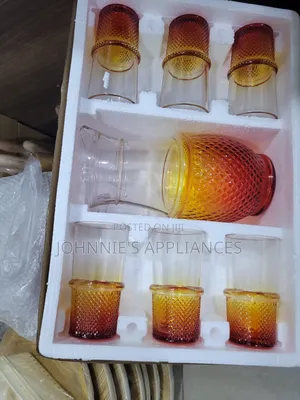 Elegant 7-Piece Gradient Glass Jug Tumbler Set – Diamond Pattern