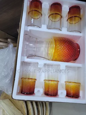 Elegant 7-Piece Gradient Glass Jug Tumbler Set – Diamond Pattern