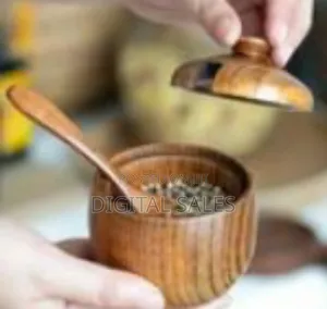 Three-Piece Set of Natural Bamboo/Wood Spice Jars or Sugar Bowl