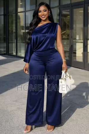 Asymmetric Pleated Neckline Paired With Elegant Trouser