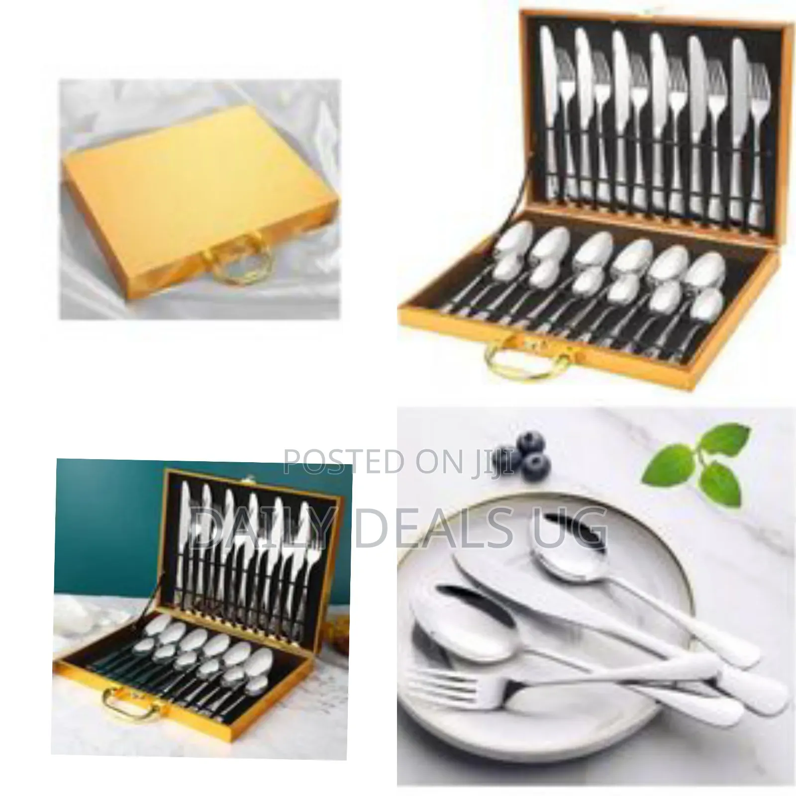 Elegant Stainless Steel Flatware Cutlery Set in Wooden