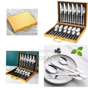 Elegant Stainless Steel Flatware Cutlery Set in Wooden