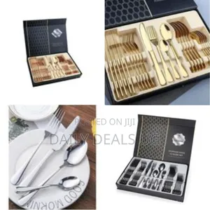 24-Piece Set of Modern Stainless Steel Cutlery in Gift Box -Multicolor