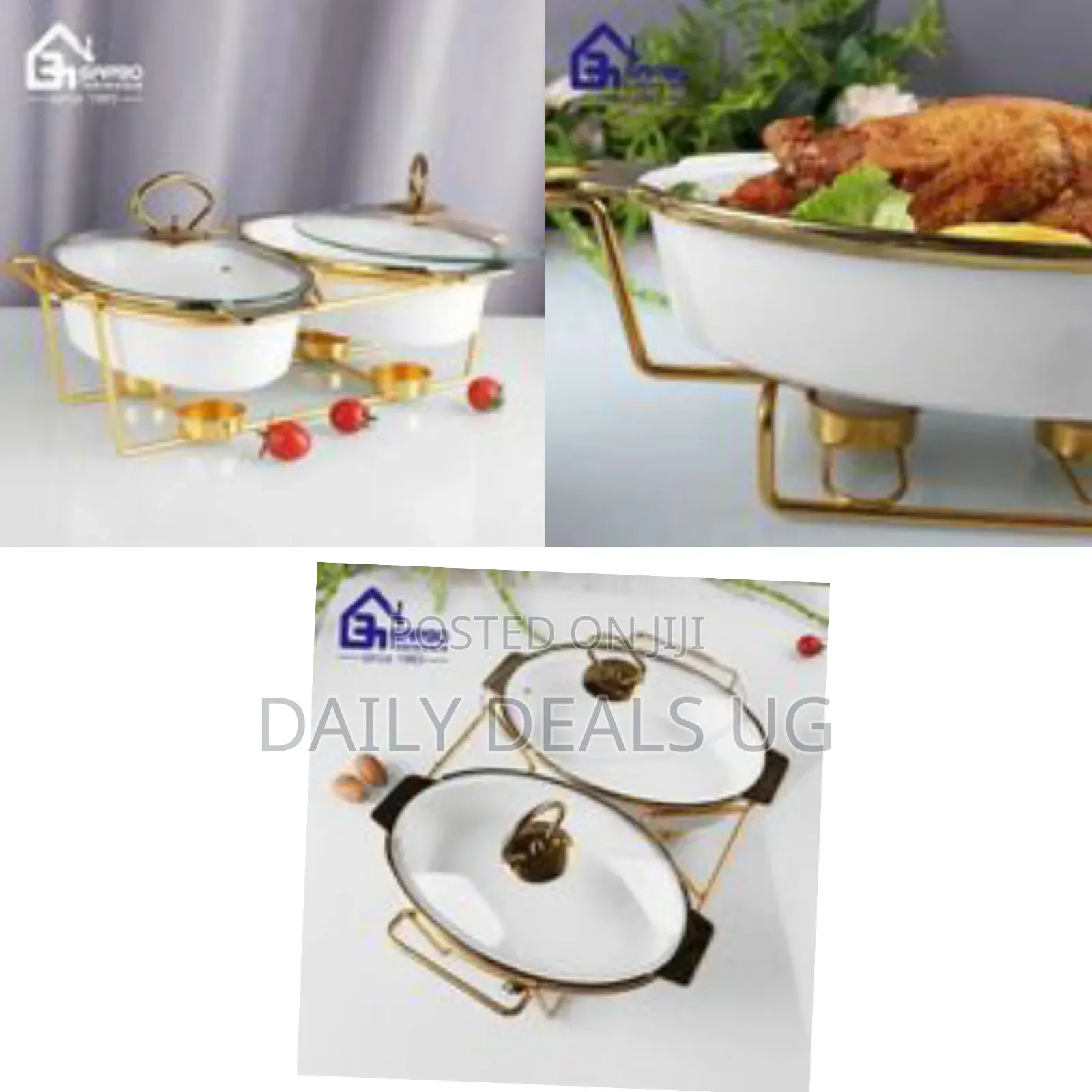 Garbo Tableware Double Ceramic Chafing Dish Buffet Warmer Set