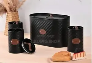 5-piece Cream/Black Kitchen Storage Canister Set
