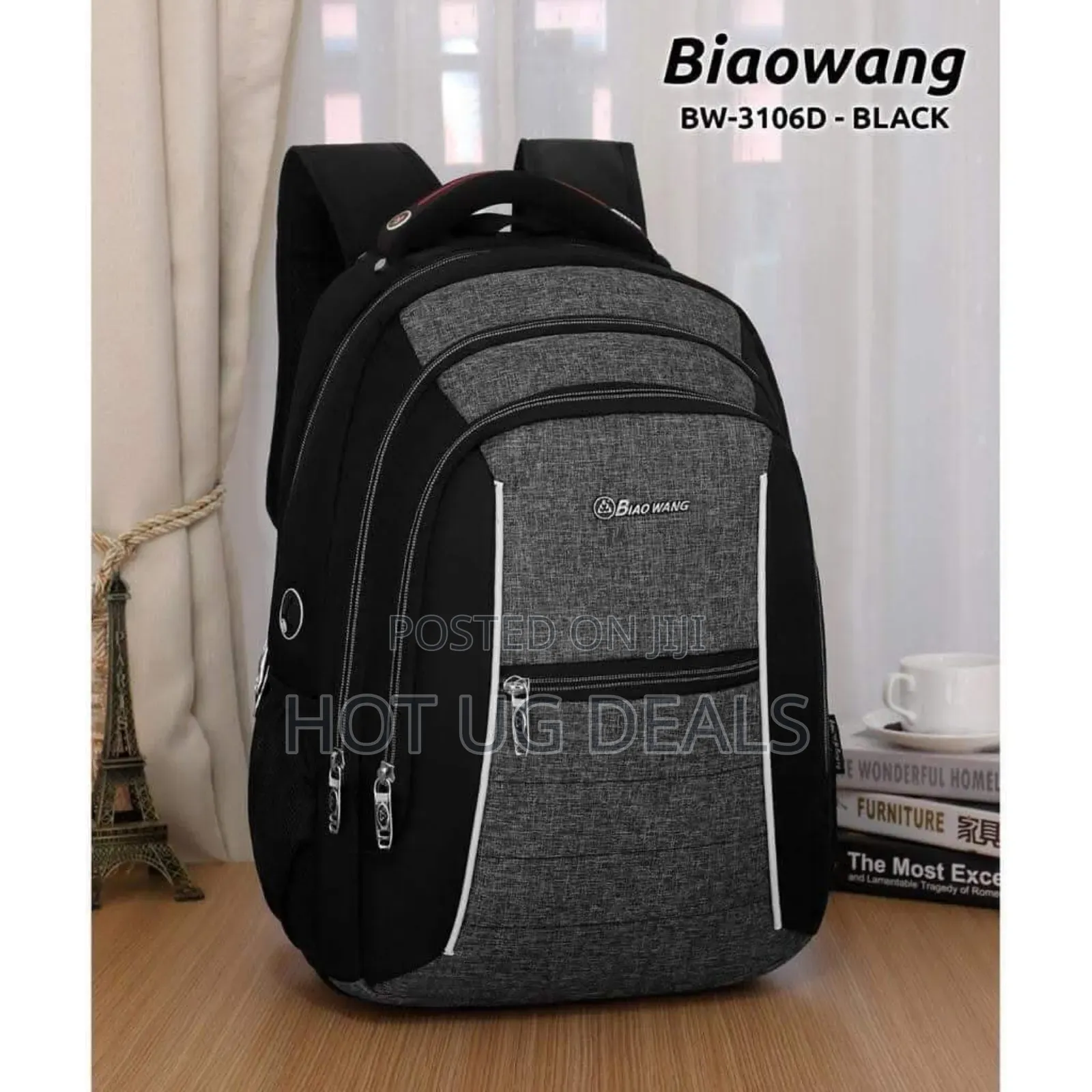 Unisex Laptop Backpack Bag - Black
