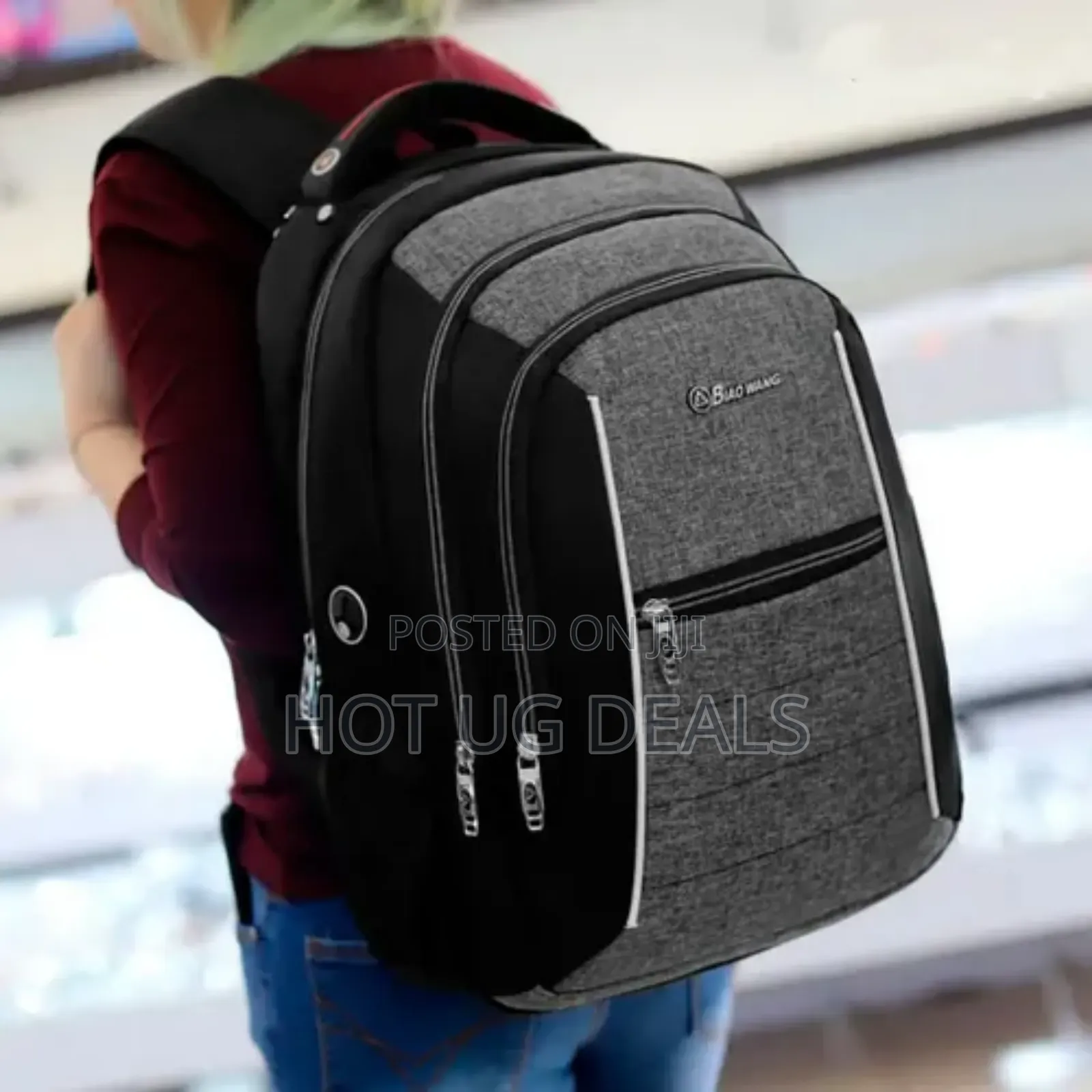 Unisex Laptop Backpack Bag - Black