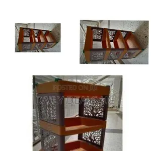 Multi-Tier Modular Storage Rack With Decorative Cut-Out Design