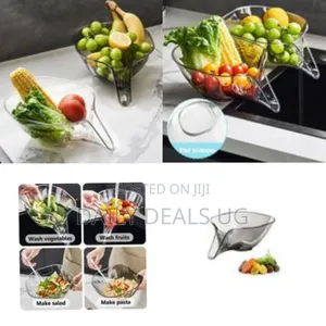 Elegant Clear Glass-Style Serving Bowl With Integrated Strainer