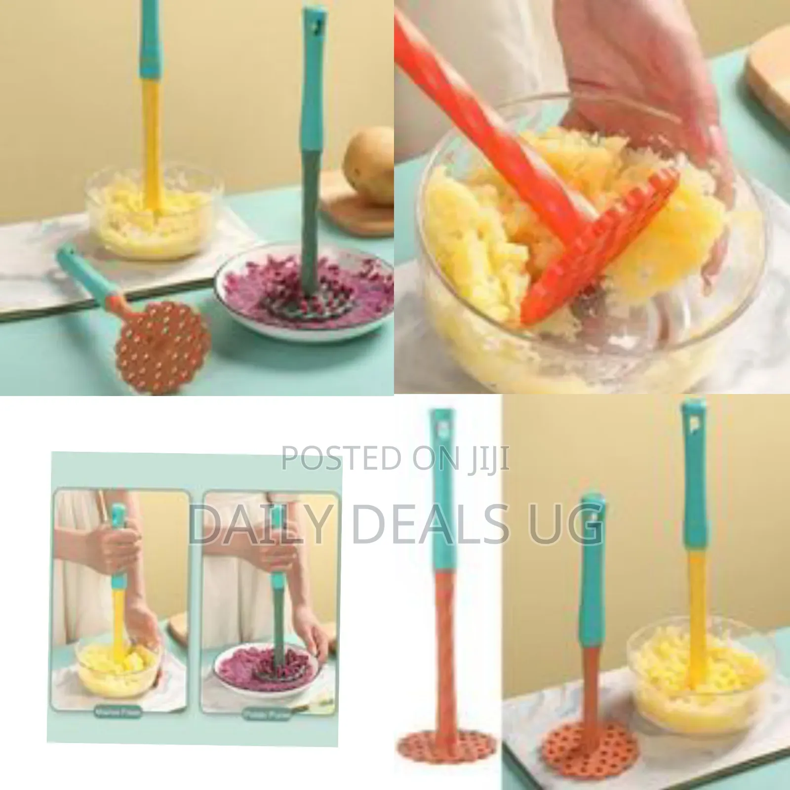 Ergonomic Manual Food Masher With Honeycomb Head - Multicolor