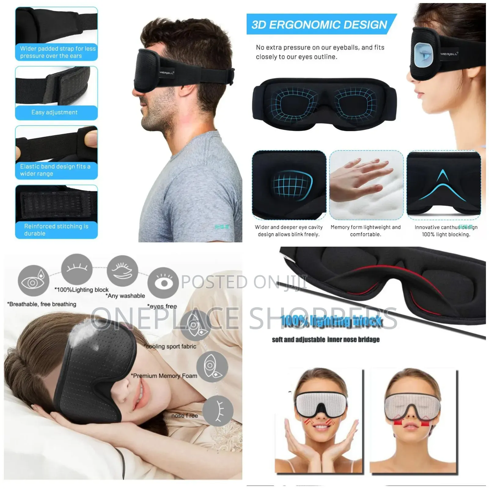 3d Mask For Sleep Eye Mask Lights Blockout Soft Padded Sleeping Fabric