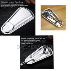 Professional Stainless Steel Spoon Rest and Serving Ladle Set - Silver