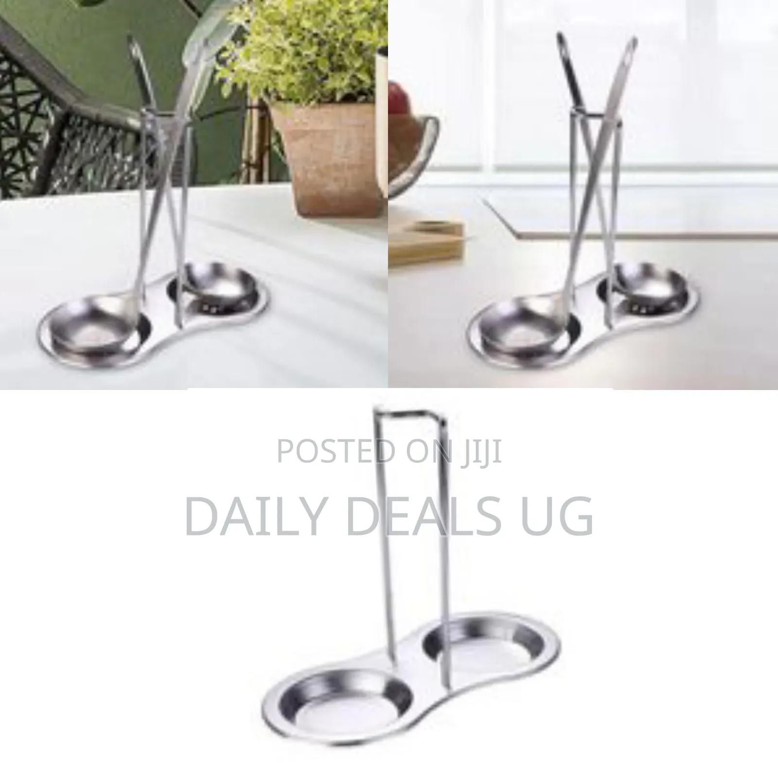 Dual Stainless Steel Vertical Ladle Stand With Drip Tray - Multicolor