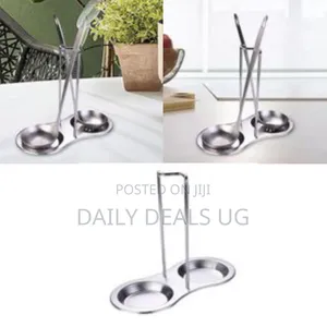 Dual Stainless Steel Vertical Ladle Stand With Drip Tray - Multicolor