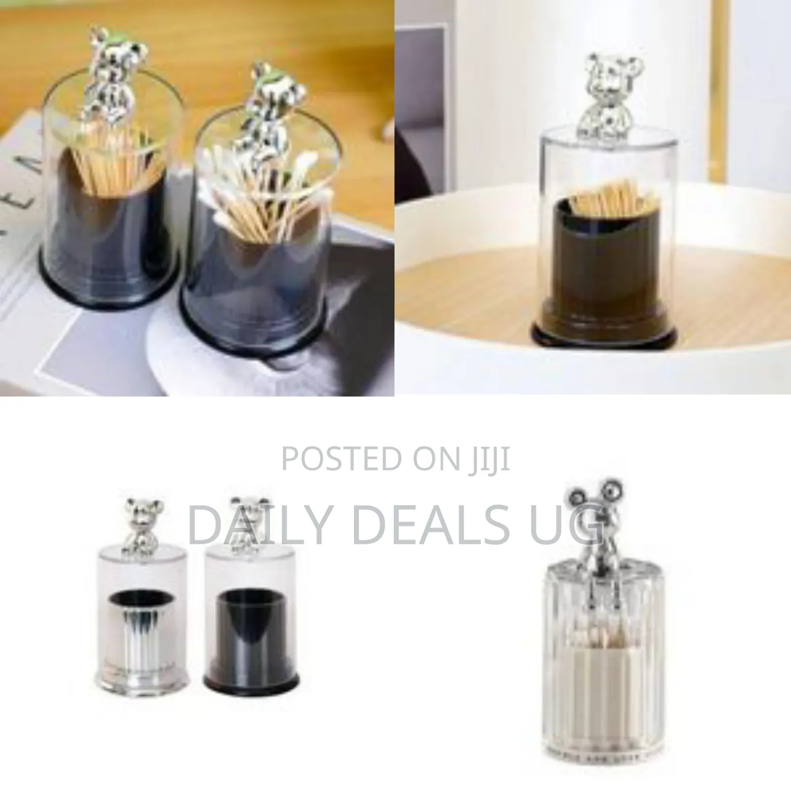 Decorative Toothpick Dispenser With Bear Figurine - Multicolor