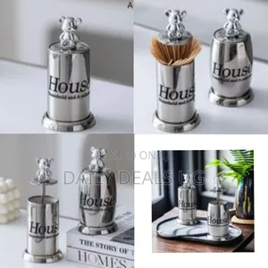 Chic Stainless Steel Toothpick Holders With Bear Figurine - Multicolor