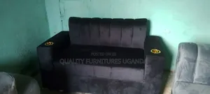 High Density Fabric/Black 2 Seater Sofa