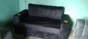 High Density Fabric/Black 2 Seater Sofa