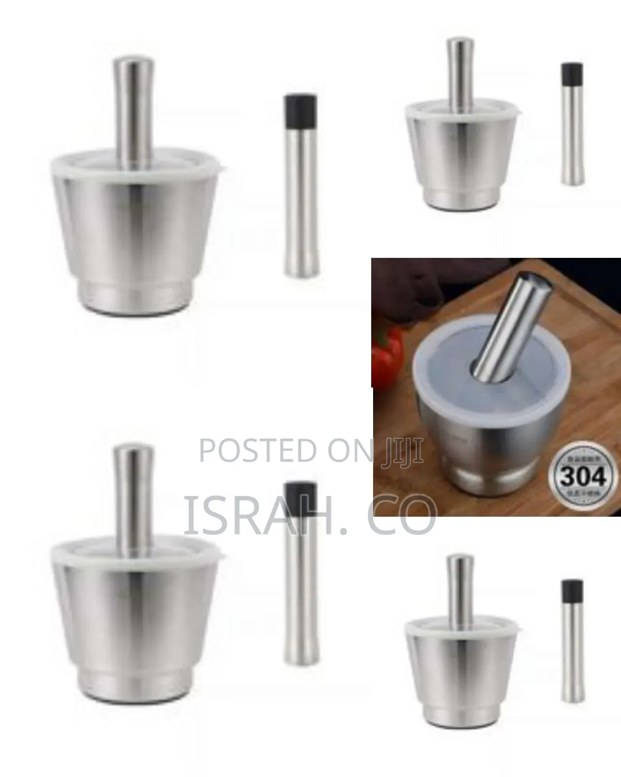 Stainless Steel Mortar and Pestle Set With Lid