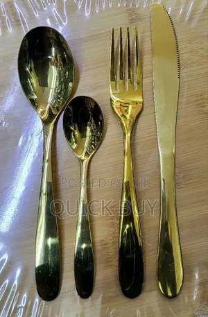 24pcs Gold-Plated Stainless Steel Cutlery.