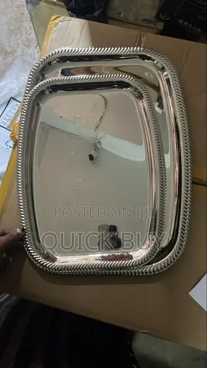 2pcs Stainless Steel or Silver-Plated Serving Trays