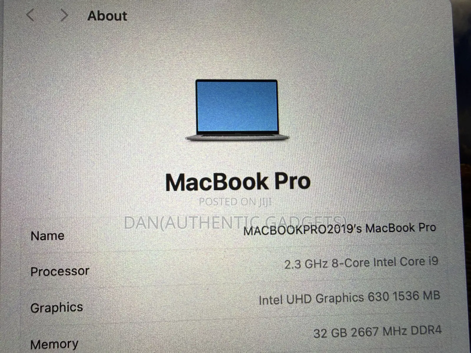 Laptop Apple MacBook Pro 2019 32GB Intel Core I9 SSD 1T