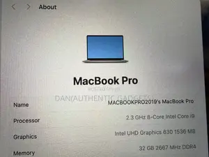 Laptop Apple MacBook Pro 2019 32GB Intel Core I9 SSD 1T