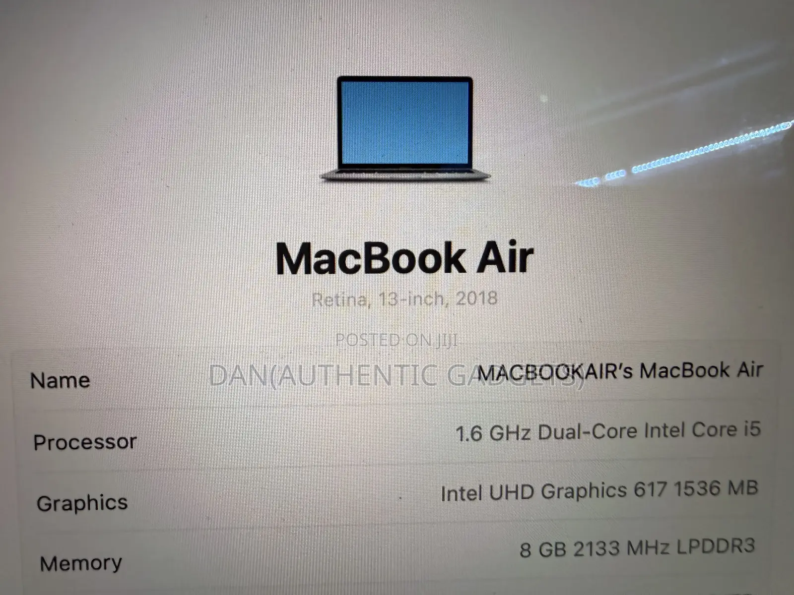 Laptop Apple MacBook Air 8GB Intel Core I5 SSD 128GB